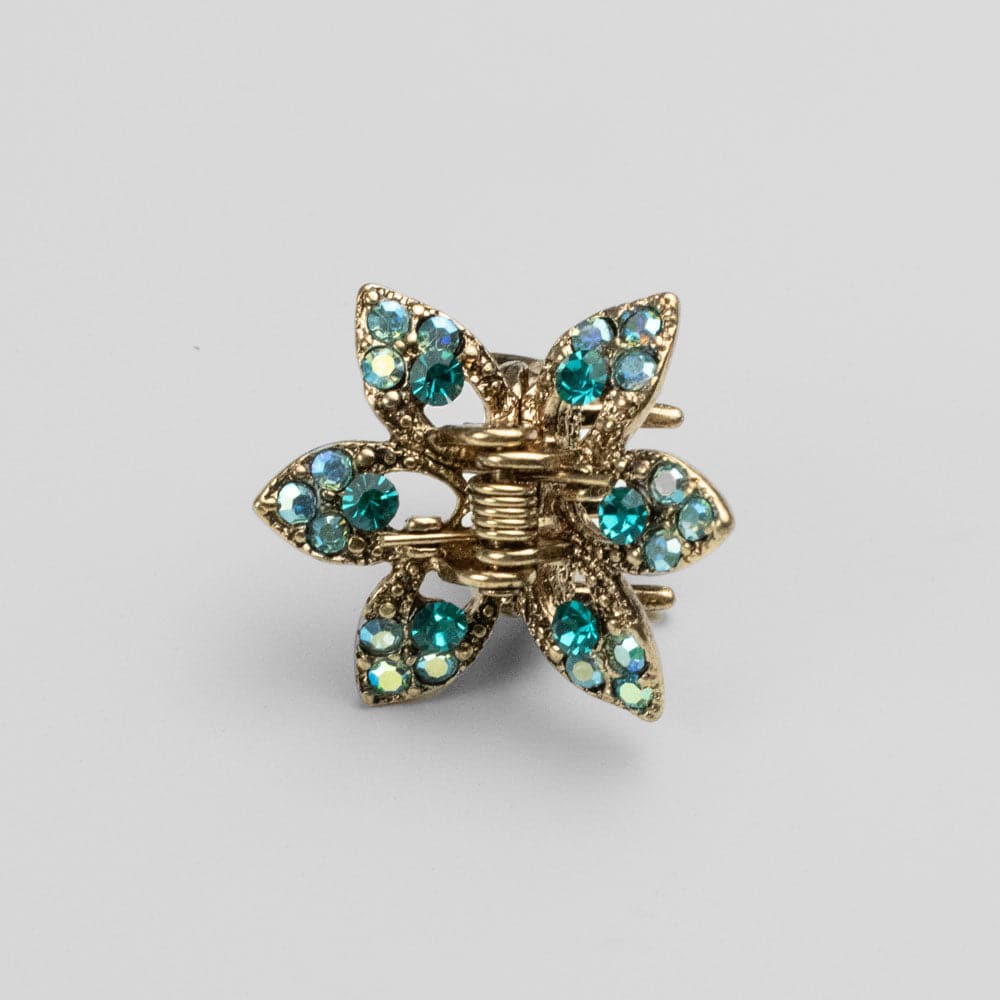 Mini Crystal Maple Leaf Hair Claw Clip Crystal in Jade Crystal at Tegen Accessories