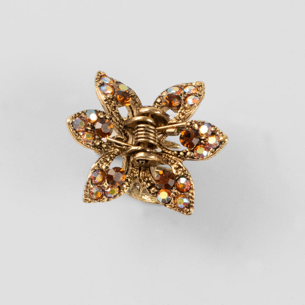 Mini Crystal Maple Leaf Hair Claw Clip Crystal in Bronze Crystal at Tegen Accessories