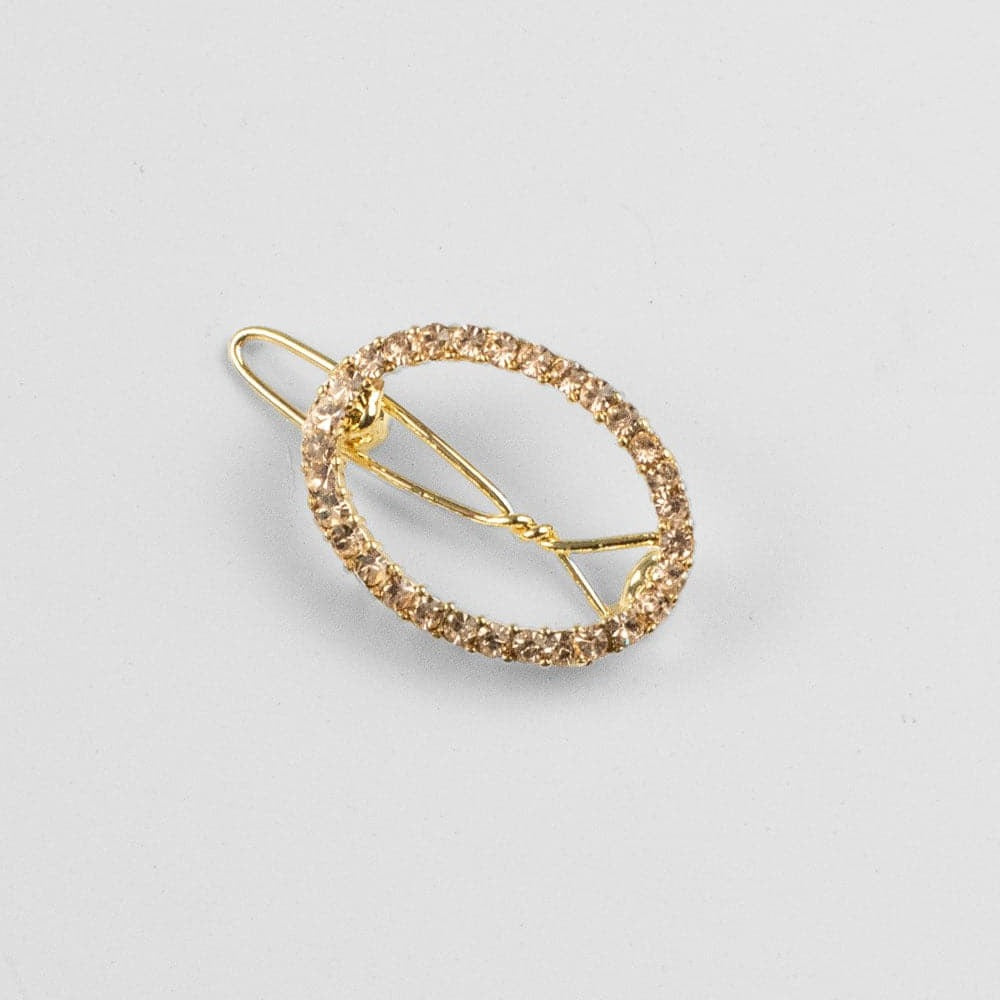 Mini Crystal Oval Hair Clip Crystal in Rose Gold Crystal at Tegen Accessories