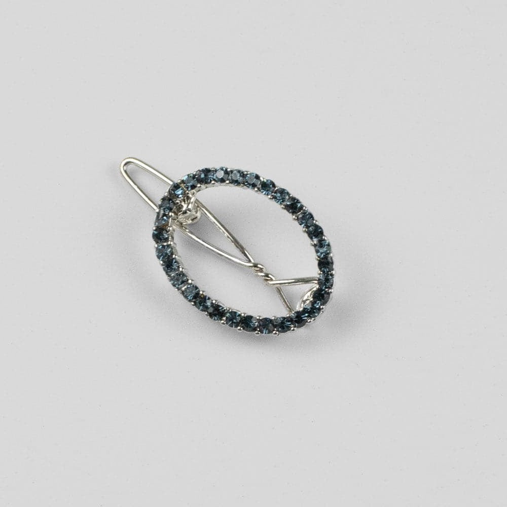 Mini Crystal Oval Hair Clip Crystal in Navy Crystal at Tegen Accessories