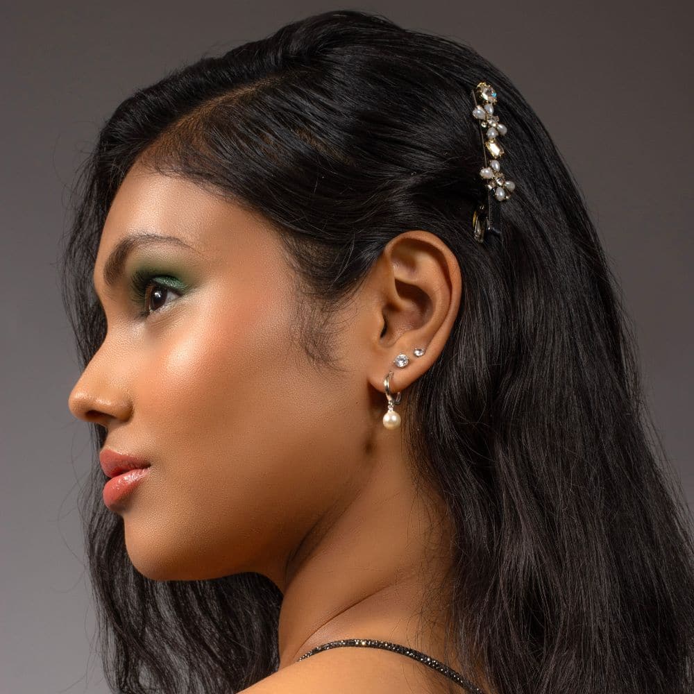 Mini Crystal & Pearl Beak Hair Clip Crystal in Starburst at Tegen Accessories