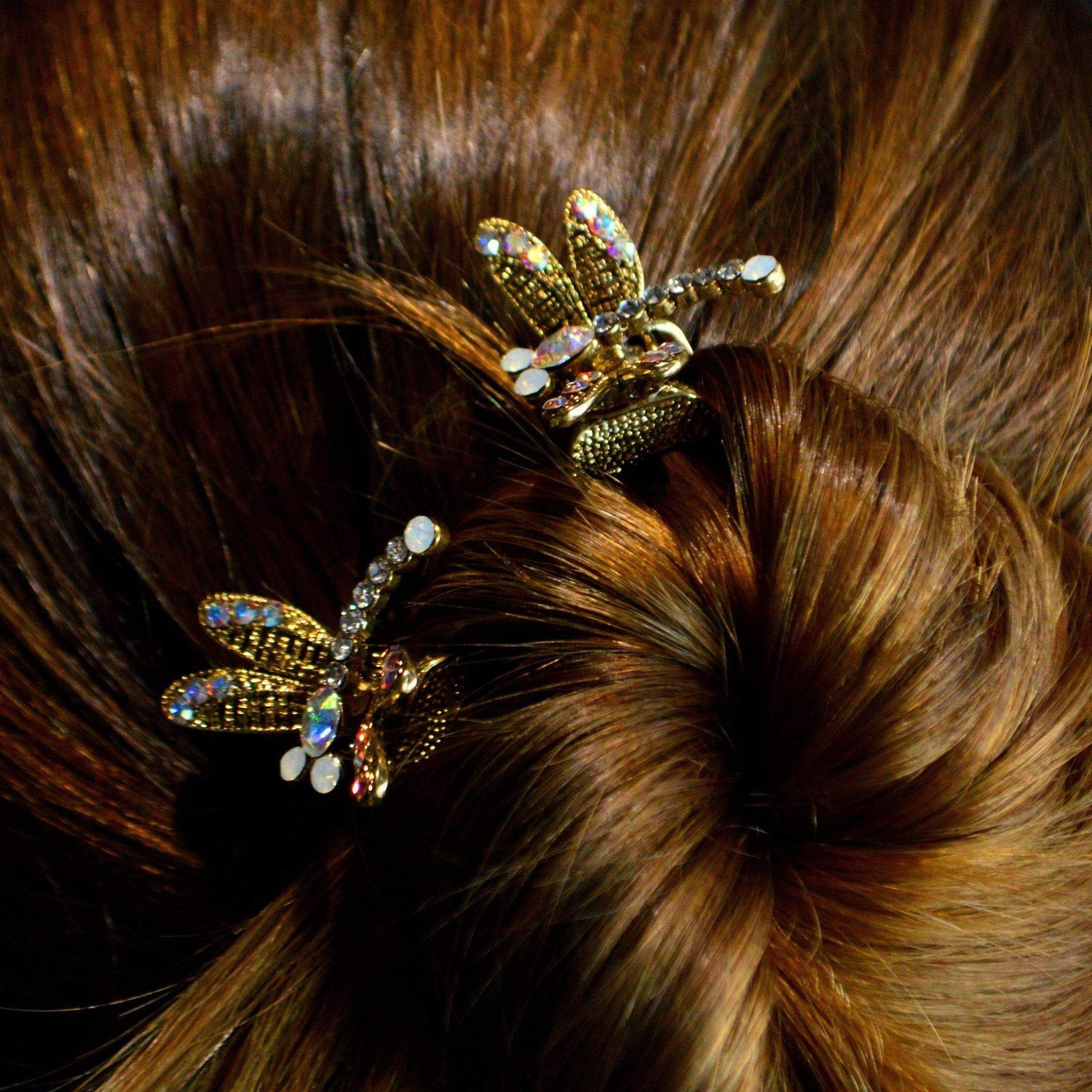 Mini Swarovski Crystal Dragonfly Hair Claw Clip Swarovski Crystal  at Tegen Accessories |AB Crystal