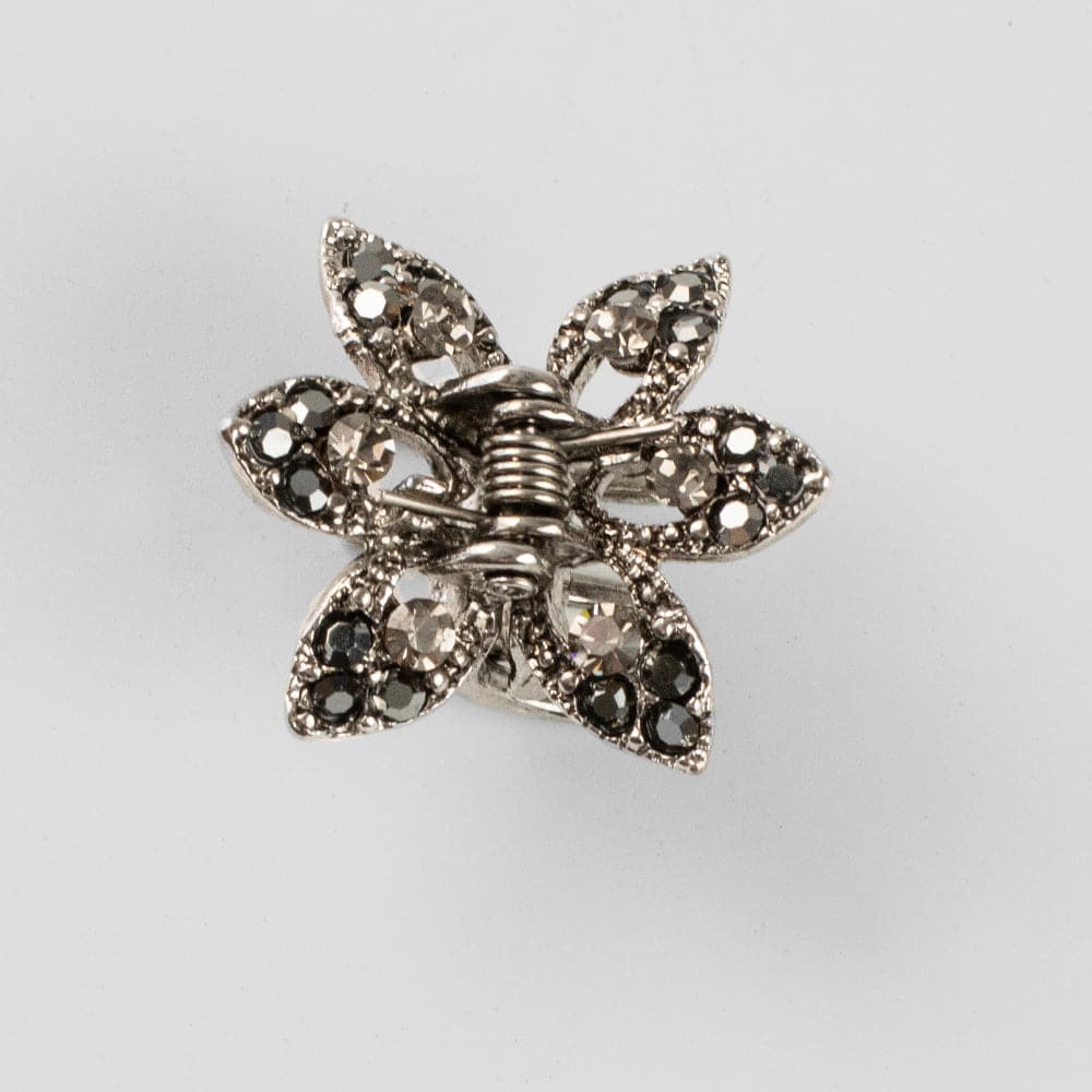 Mini Swarovski Crystal Maple Leaf Hair Claw Clip Swarovski Crystal in Pewter Crystal at Tegen Accessories