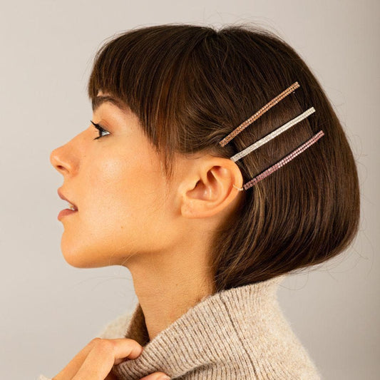 Narrow Crystal Barrette Clip Crystal in at Tegen Accessories