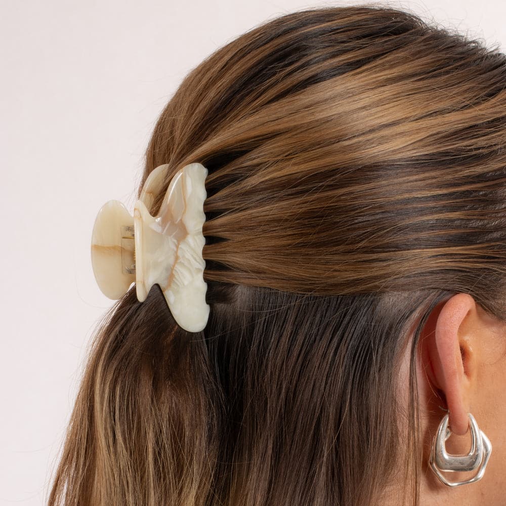 Oat Latte Small Hair Claw Clip in Handmade French Hair Accessories at Tegen Accessories