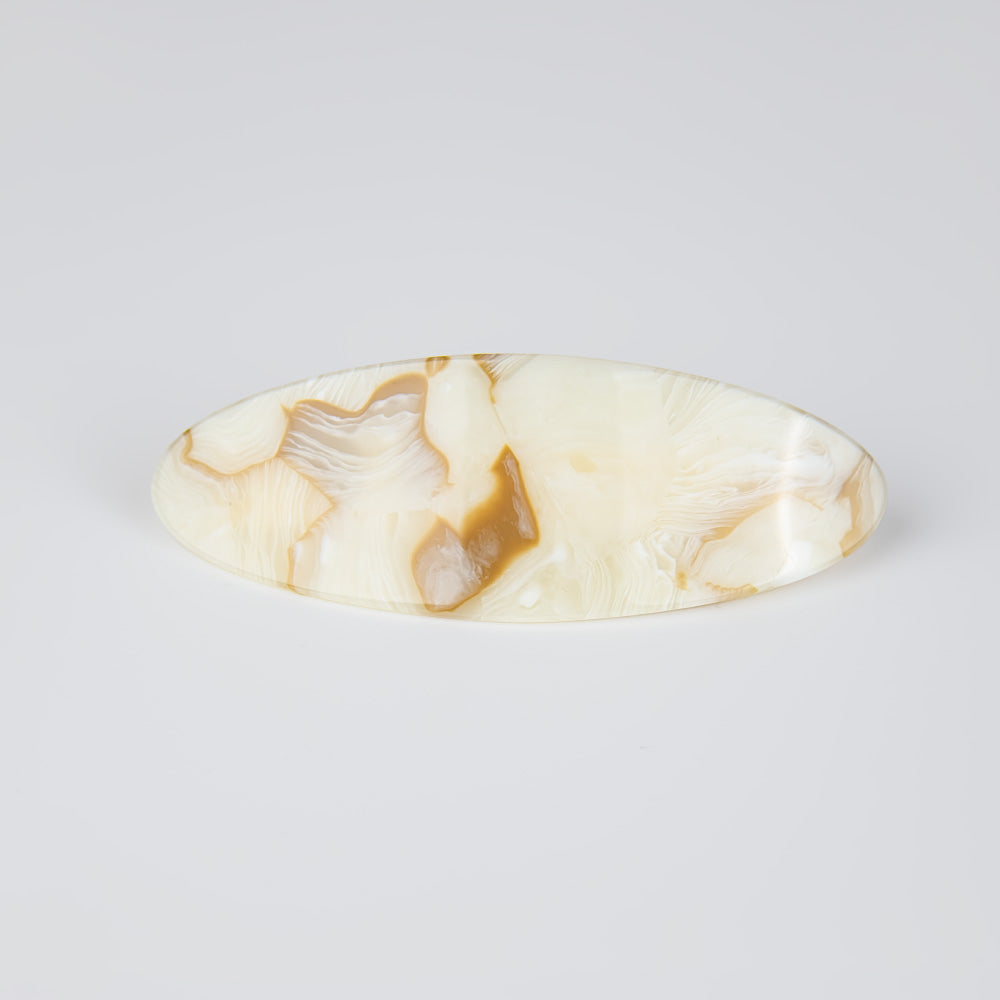Oval Barrette Clip in 10.5cm Oat Latte Handmade French Hair Accessories at Tegen Accessories
