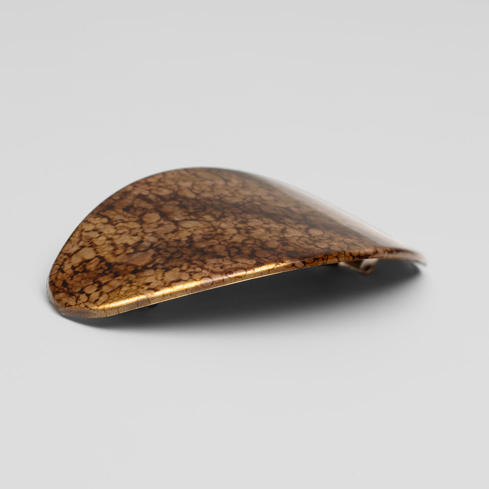 Oval Barrette in Gold with Rubber Grip in Handpainted at Tegen Accessories