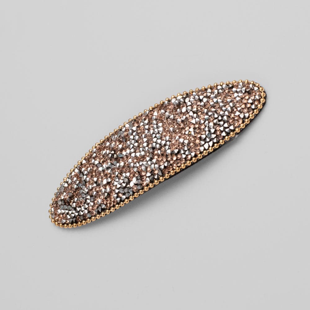 Oval Crystal Sparkle Snap Clip Crystal in Rose Gold Crystal at Tegen Accessories