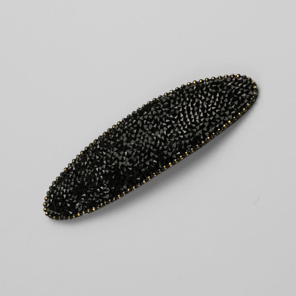 Oval Crystal Sparkle Snap Clip Crystal in Black Crystal at Tegen Accessories