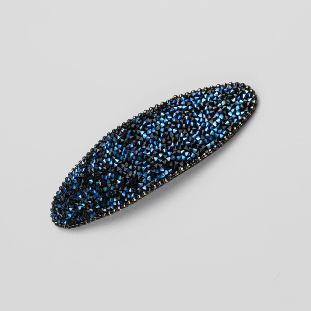 Oval Crystal Sparkle Snap Clip Crystal in Blue Crystal at Tegen Accessories