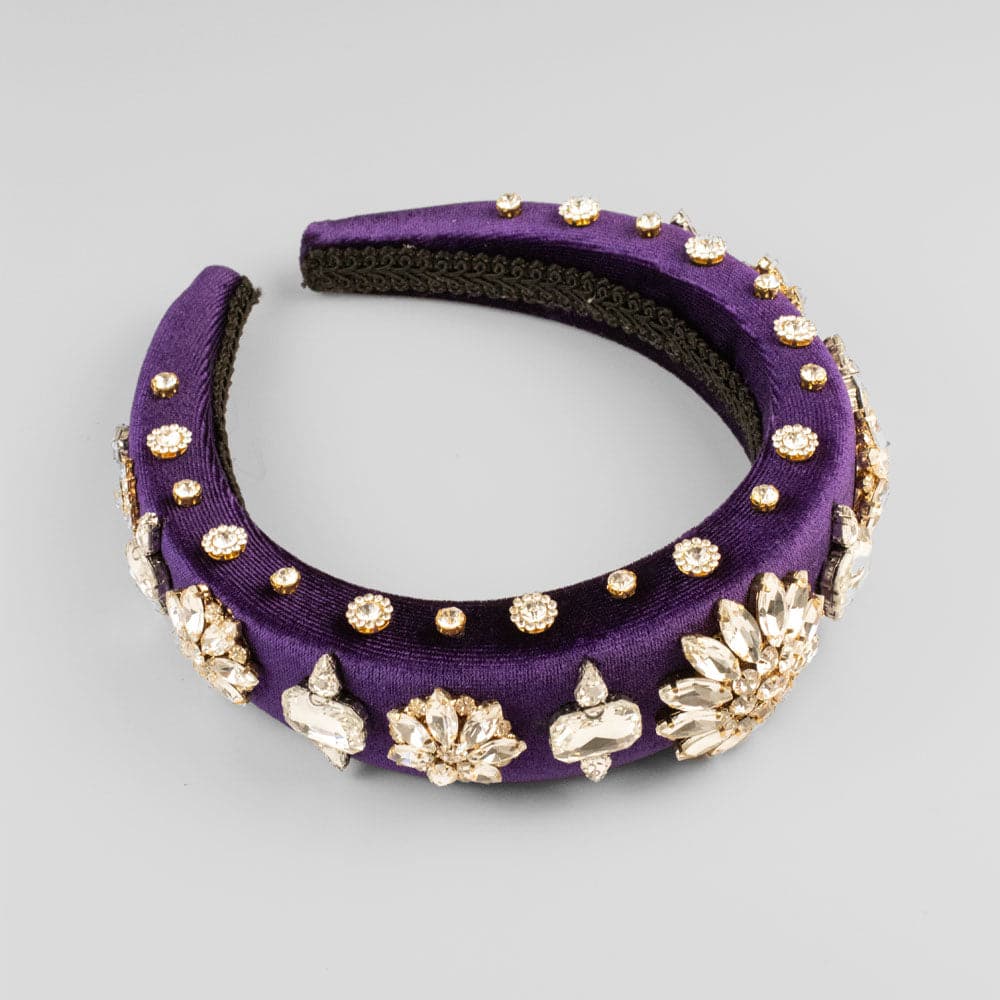 Padded Velvet Crystal Flower Headband in by Rosie Fox at Tegen Accessories