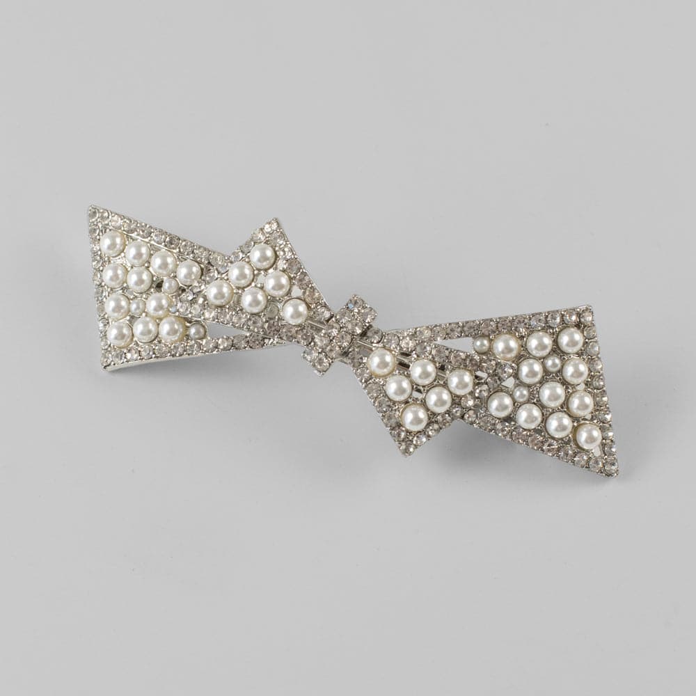 Swarovski Crystal and Pearl Bow Barrette