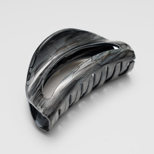 Hand painted Pebble grey medium D shape hair claw clip at Tegen Accessories