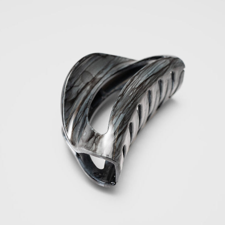 Hand painted Pebble grey small D shape hair claw clip at Tegen Accessories