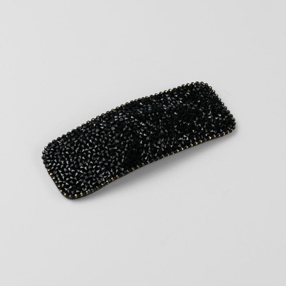 Rectangular Crystal Sparkle Snap Clip Swarovski Crystal in Black Crystal at Tegen Accessories