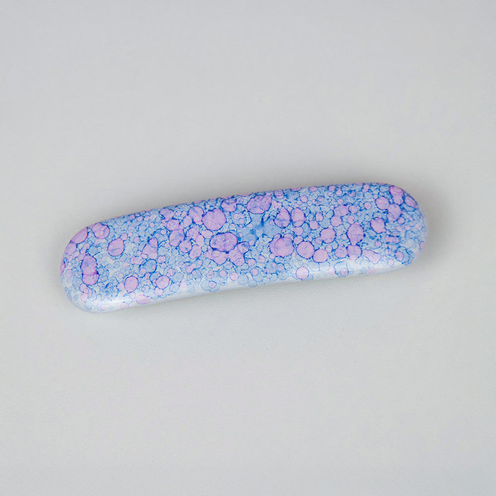 French barrette with blue and pink pattern 