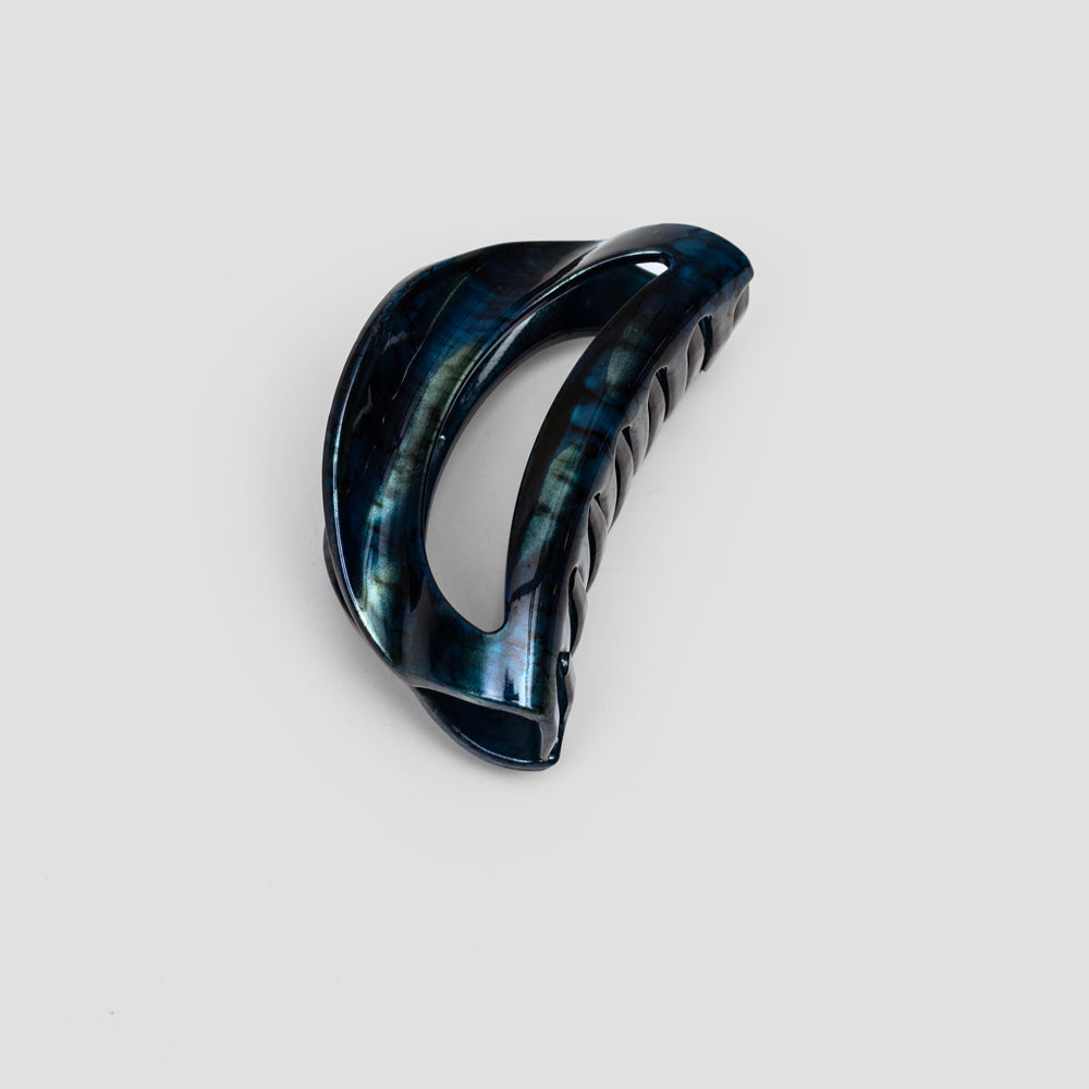 Small D-Shaped Aqua Handpainted Clip at Tegen Accessories