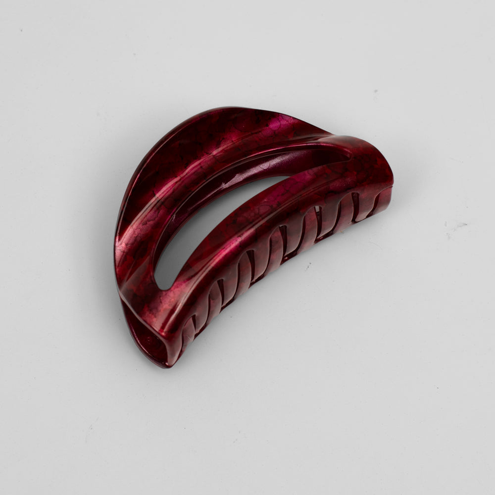 Small D-Shaped Fuchsia Handpainted Clip at Tegen Accessories