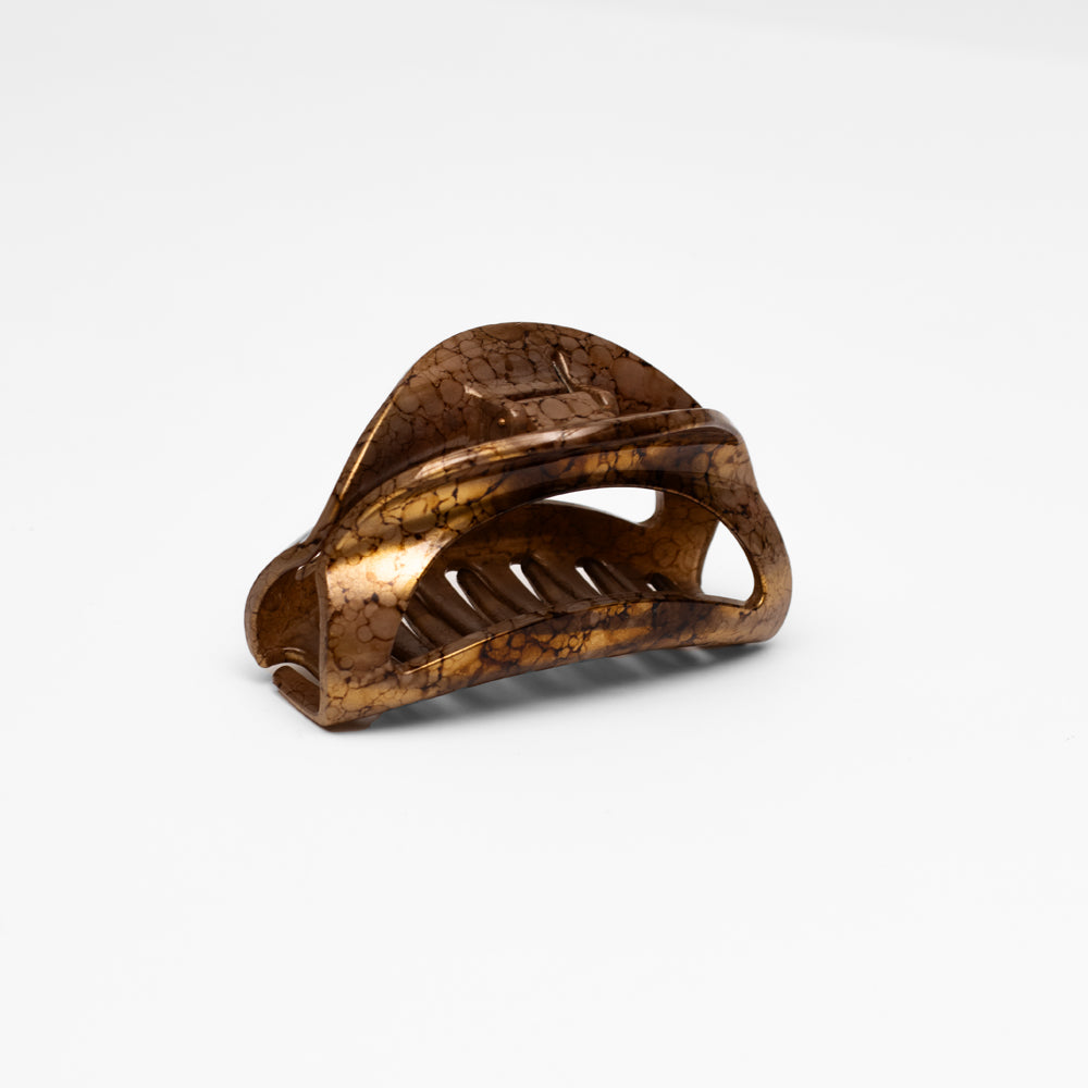 Small D-Shaped Gold Handpainted Clip at Tegen Accessories