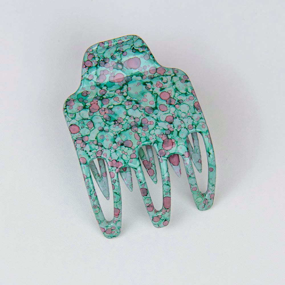 Side hair claw clip with green and red pattern