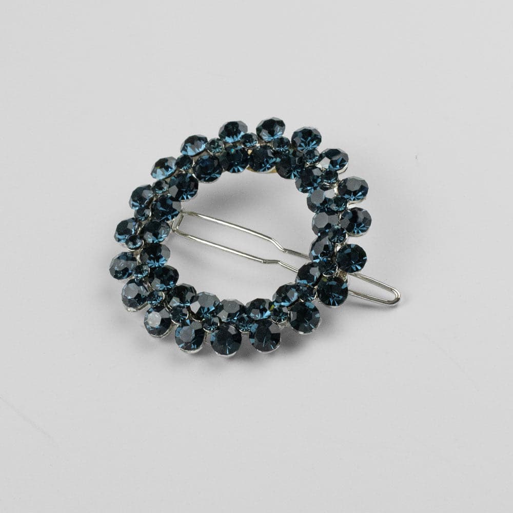 Statement Crystal Circle Hair Clip Crystal in Navy Crystal at Tegen Accessories