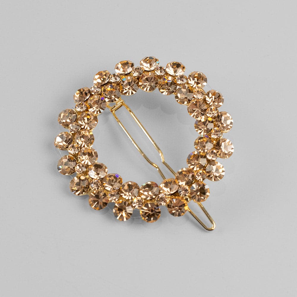 Statement Crystal Circle Hair Clip Crystal in Rose Gold Crystal at Tegen Accessories