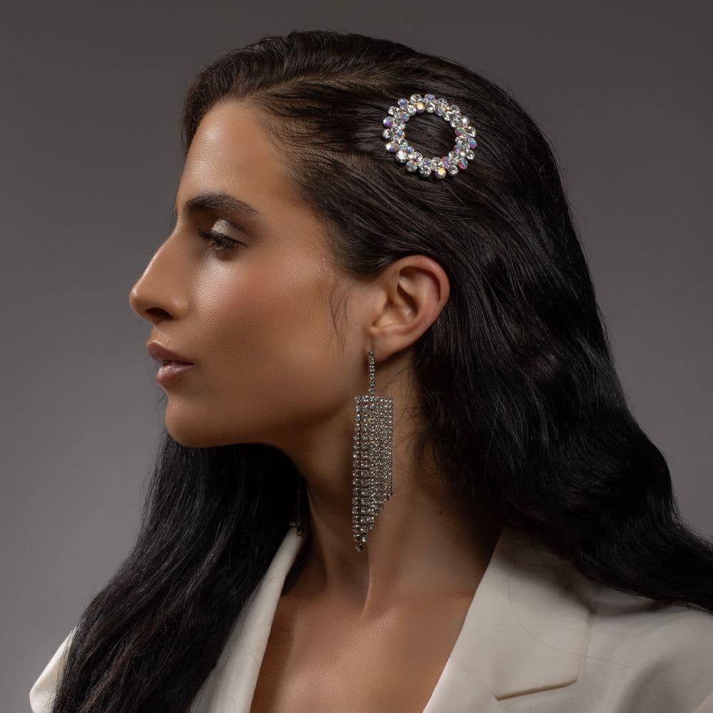 Statement Crystal Circle Hair Clip Crystal at Tegen Accessories |AB Crystal