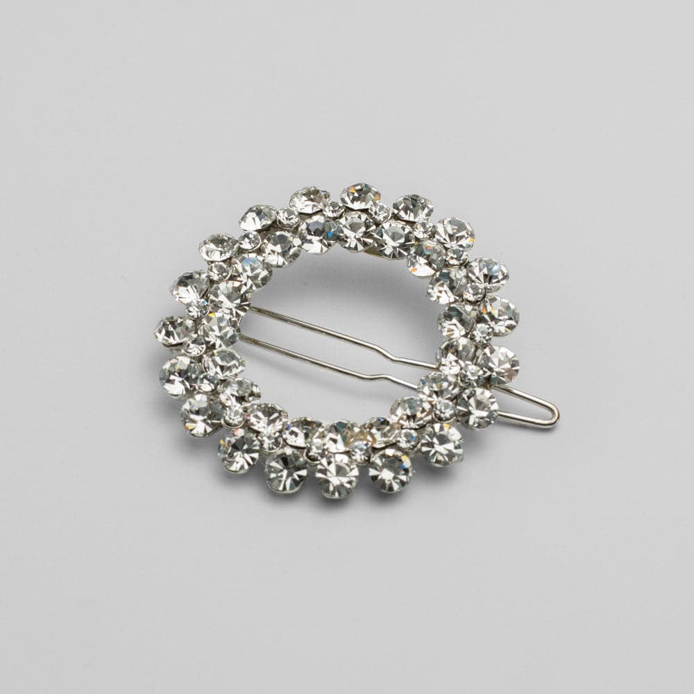 Statement Swarovski Crystal Circle Hair Clip Swarovski Crystal in Pearl / Silver at Tegen Accessories