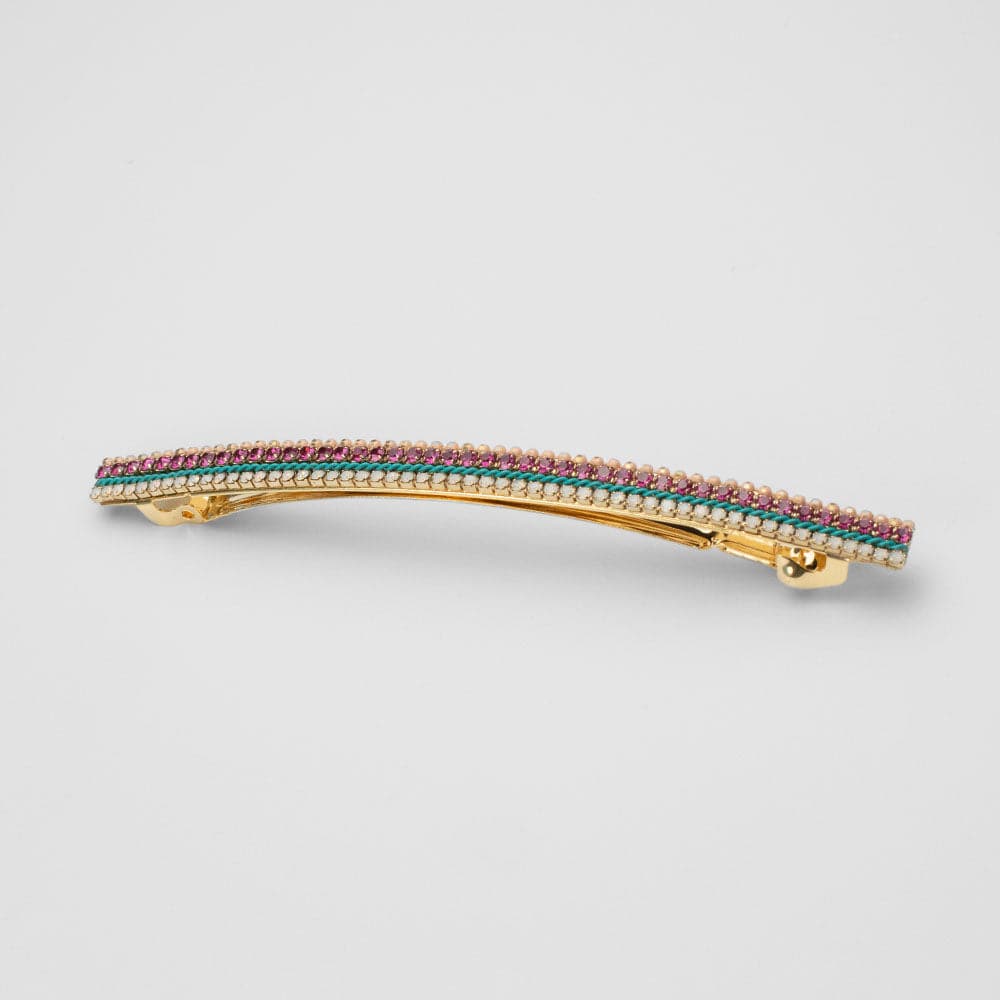 Tricolour Crystal Barrette Clip Crystal in Fuchsia Crystal at Tegen Accessories