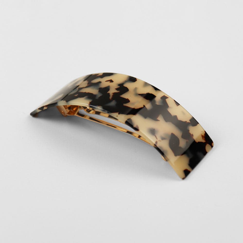 Wide Arched Barrette Clip in 11cm Black Marble Handmade French Hair Accessories at Tegen Accessories